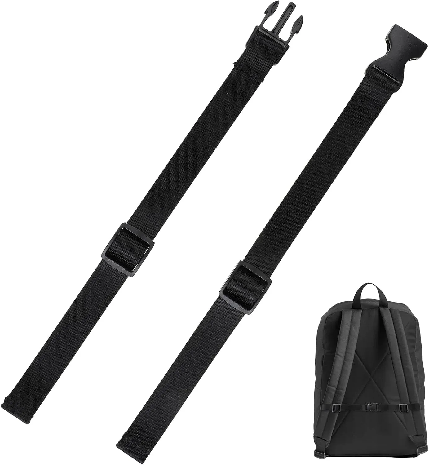 Adjustable Backpack Chest Strap Fanny Pack Extender Strap Sternum Straps for Backpacks Belt Bag Extender with Snap Buckles Waist Strap for Hiking Jogging Most Fabric Backpacks (Black)