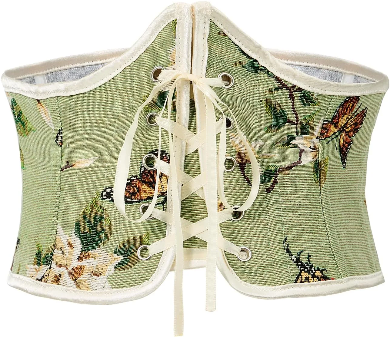 American Trends Renaissance Corset Belt With Zipper and Lace Up for Women - Floral Medieval Accessories