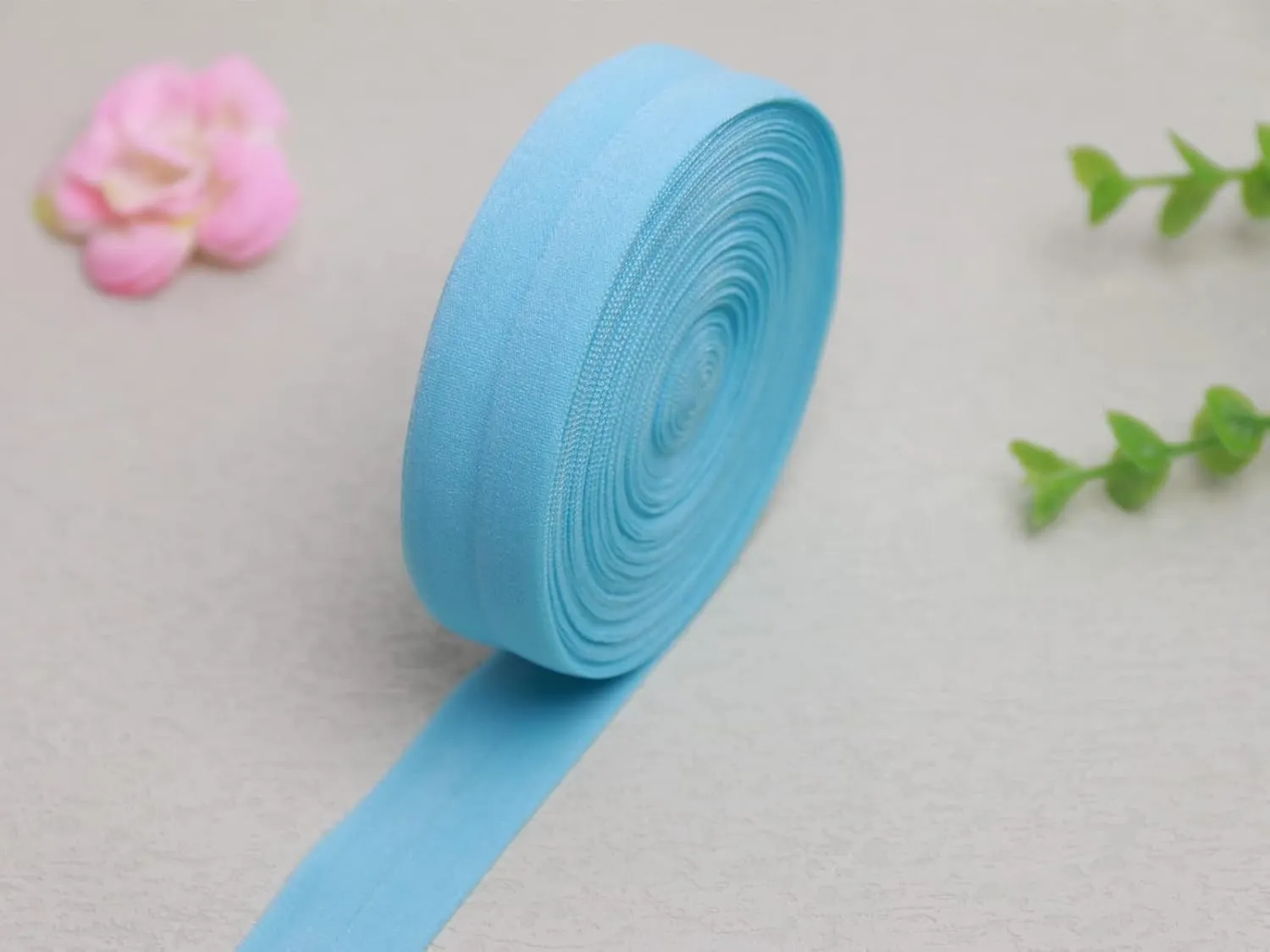 Baby Blue Fold Over 3/4'' 20mm Stretch FOE Elastic Ribbons Sewing Knit Elastic Lingerie Trim for Clothing Headbands Baby Girl Hair Bow
