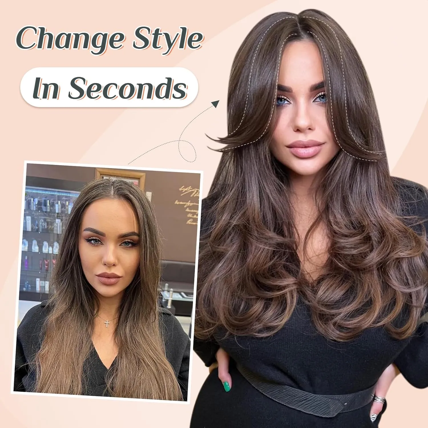 Benehair Side Bangs Clip in Bangs 100% Real Human Hair Curtain Bangs 10 inch Dark Brown Remy French Bang Soft Thick Hair 15g with Invisible Clips for Women #2