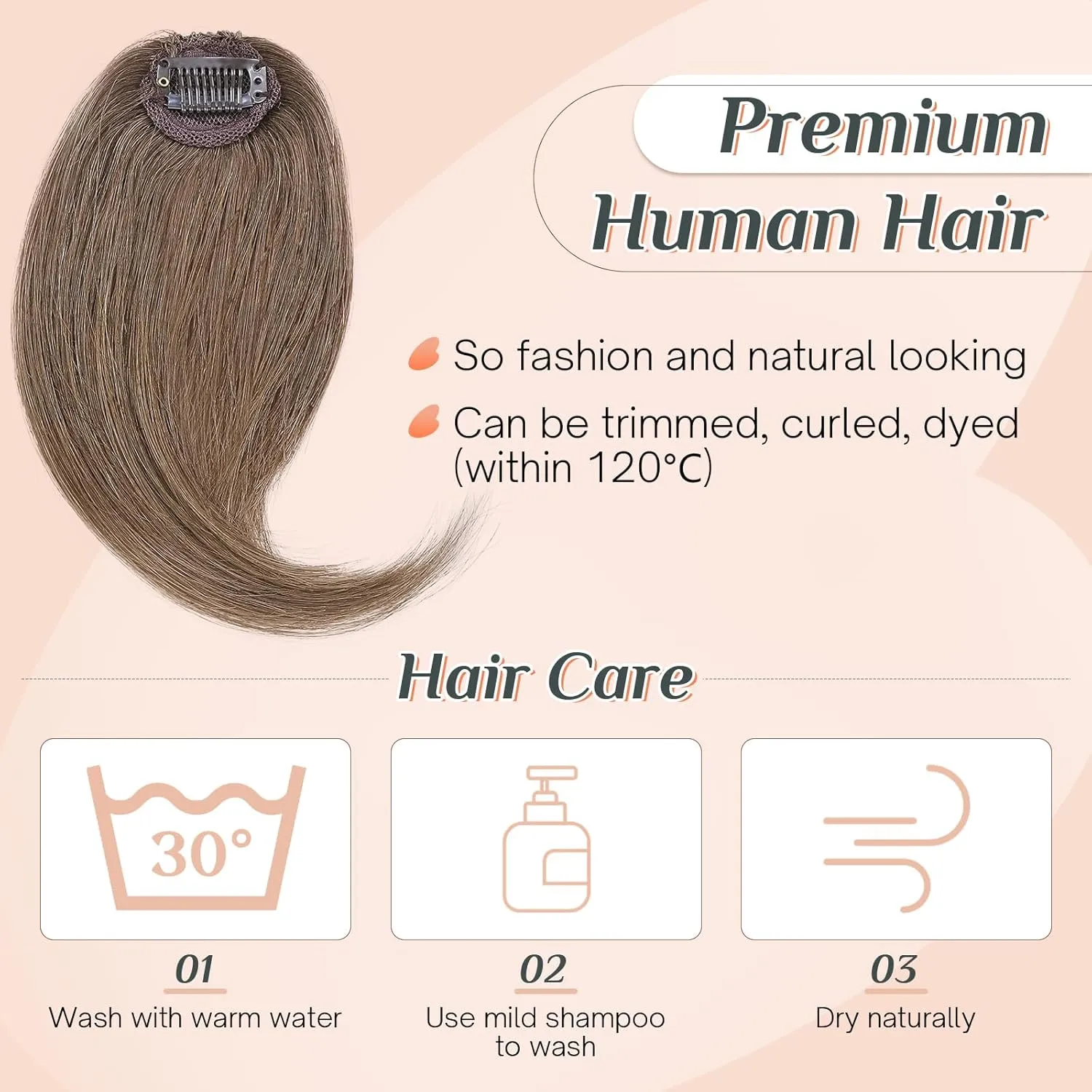 Benehair Side Bangs Clip in Bangs 100% Real Human Hair Curtain Bangs 10 inch Light Brown Remy French Bang Soft Thick Hair 15g with Invisible Clips for Women #6