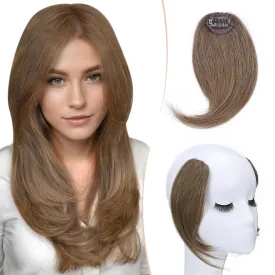 Benehair Side Bangs Clip in Bangs 100% Real Human Hair Curtain Bangs 10 inch Light Brown Remy French Bang Soft Thick Hair 15g with Invisible Clips for Women #6