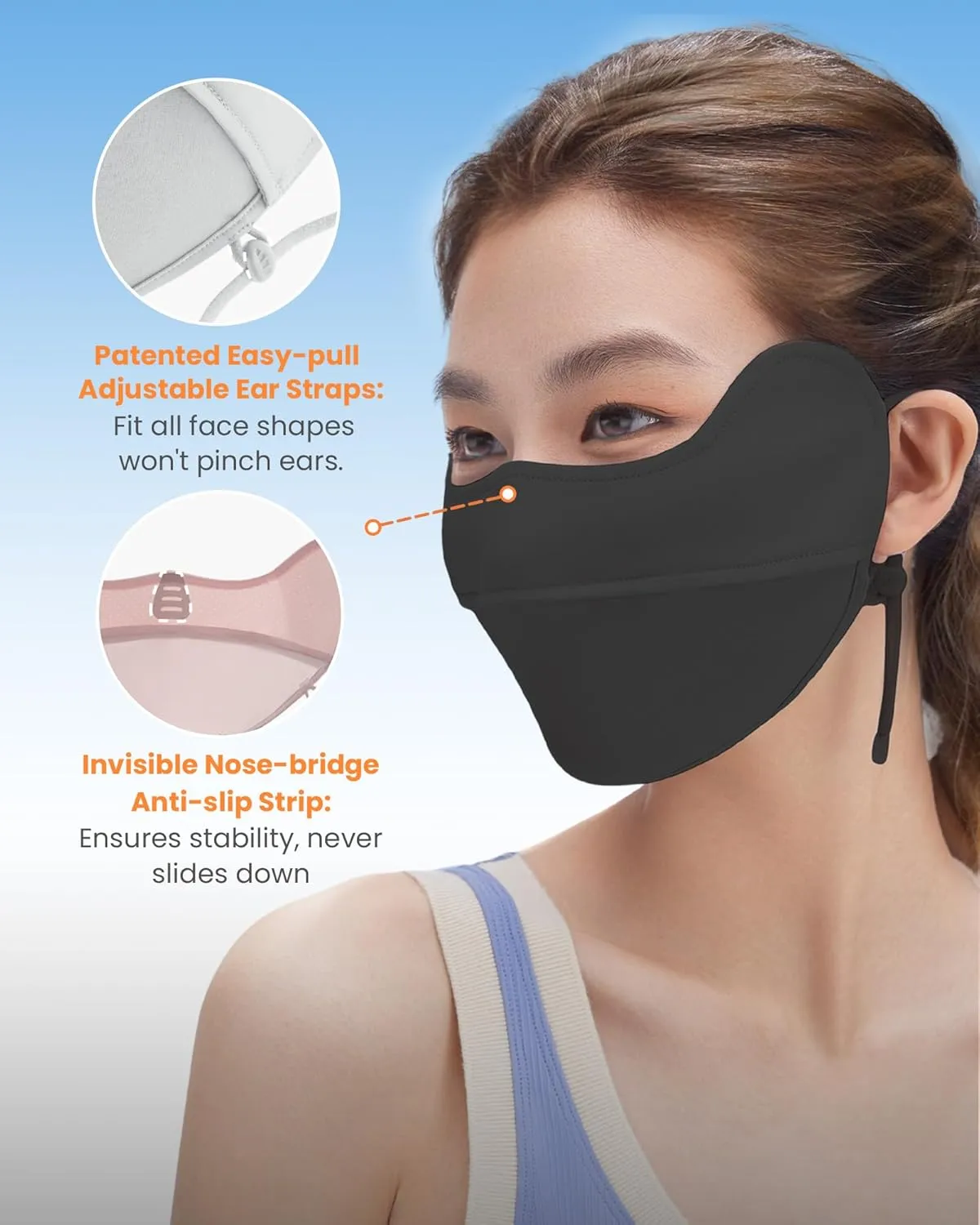 BENEUNDER UV Sun Protection Face Cover/Neck Gaiter Scarf UPF50  Breathable Cooling for Summer Outdoor Activities Reusable