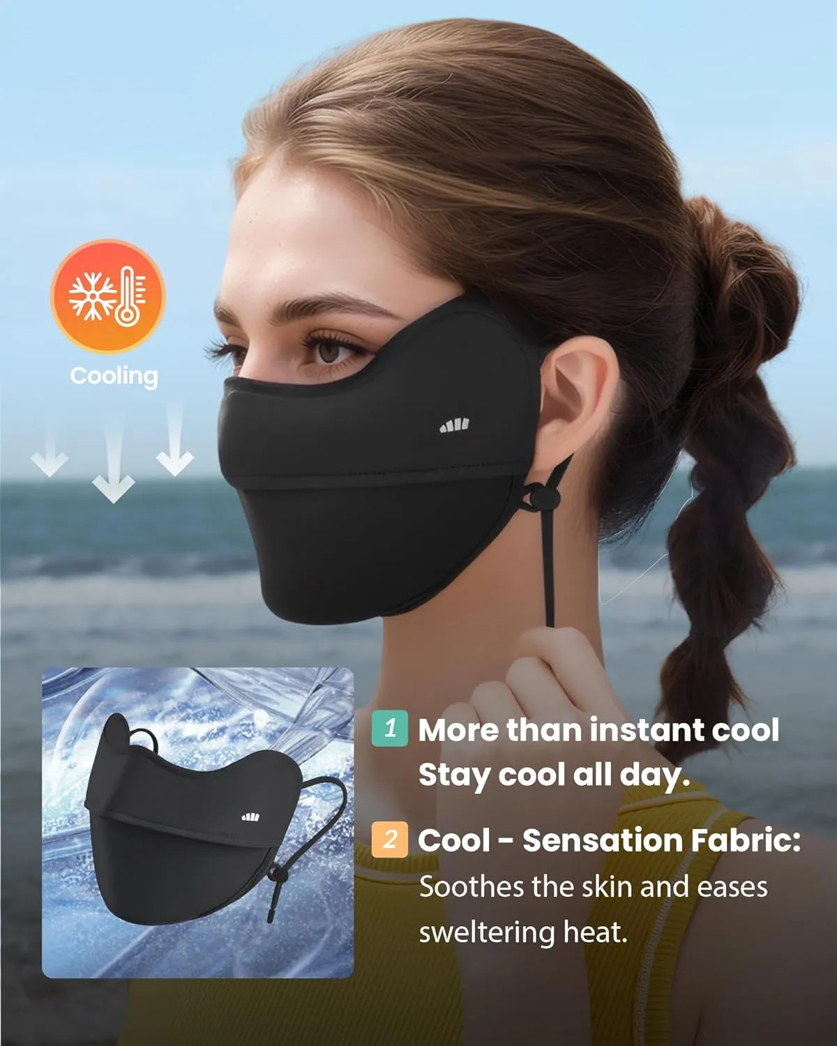BENEUNDER UV Sun Protection Face Cover/Neck Gaiter Scarf UPF50  Breathable Cooling for Summer Outdoor Activities Reusable