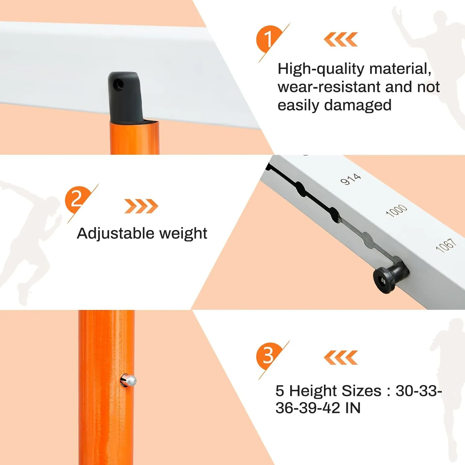 Blulu Adjustable Track and Field Hurdles Height Sports Training Hurdle with Counterweight Heavy Duty Track and Field Equipment Practice Training from 30 to 42 Inch for Athletes Adults