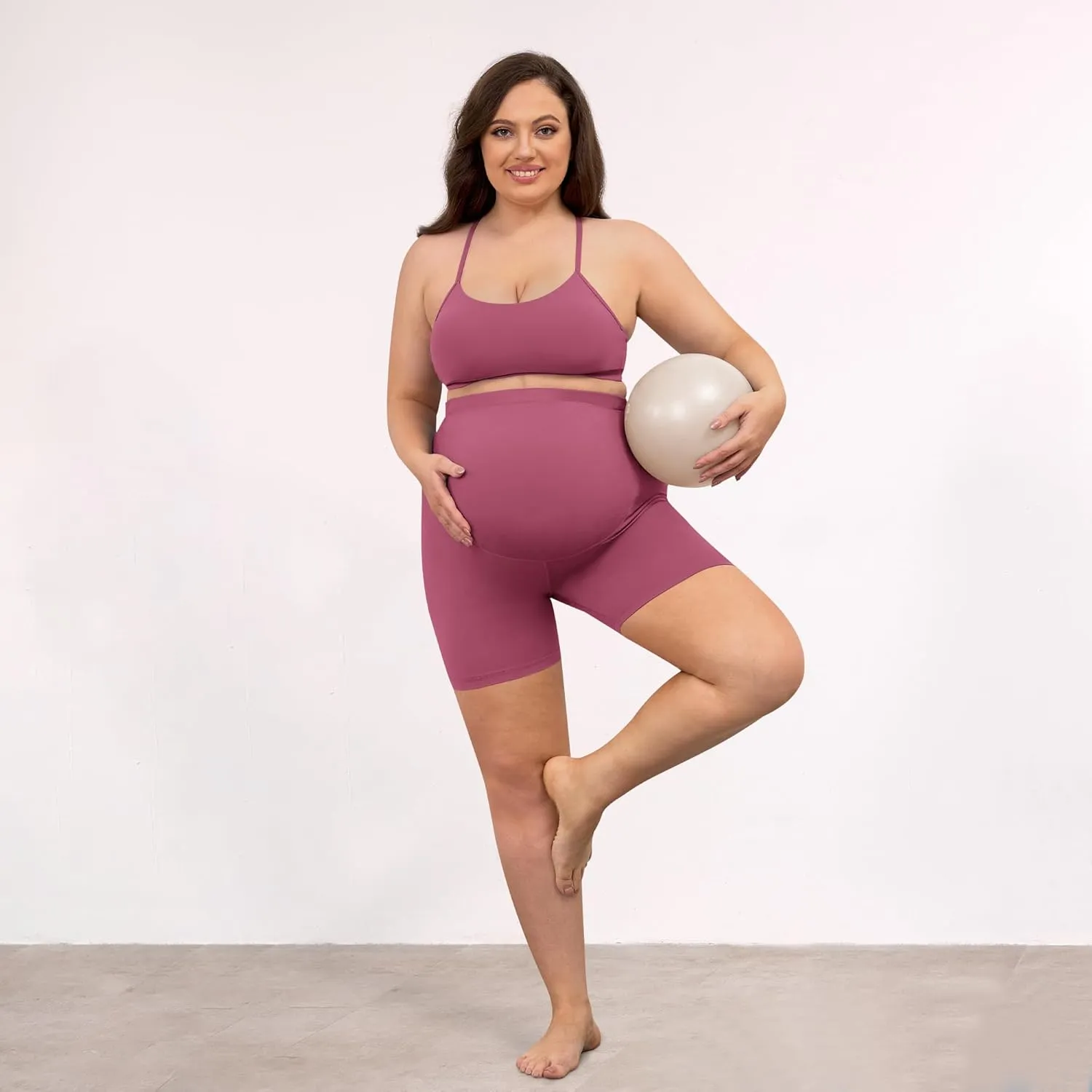 BONVIGOR Buttercloud Maternity Shorts Over The Belly- 5" Plus Size Pregnancy Biker Shorts Women Workout Yoga