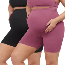 BONVIGOR Buttercloud Maternity Shorts Over The Belly- 5" Plus Size Pregnancy Biker Shorts Women Workout Yoga