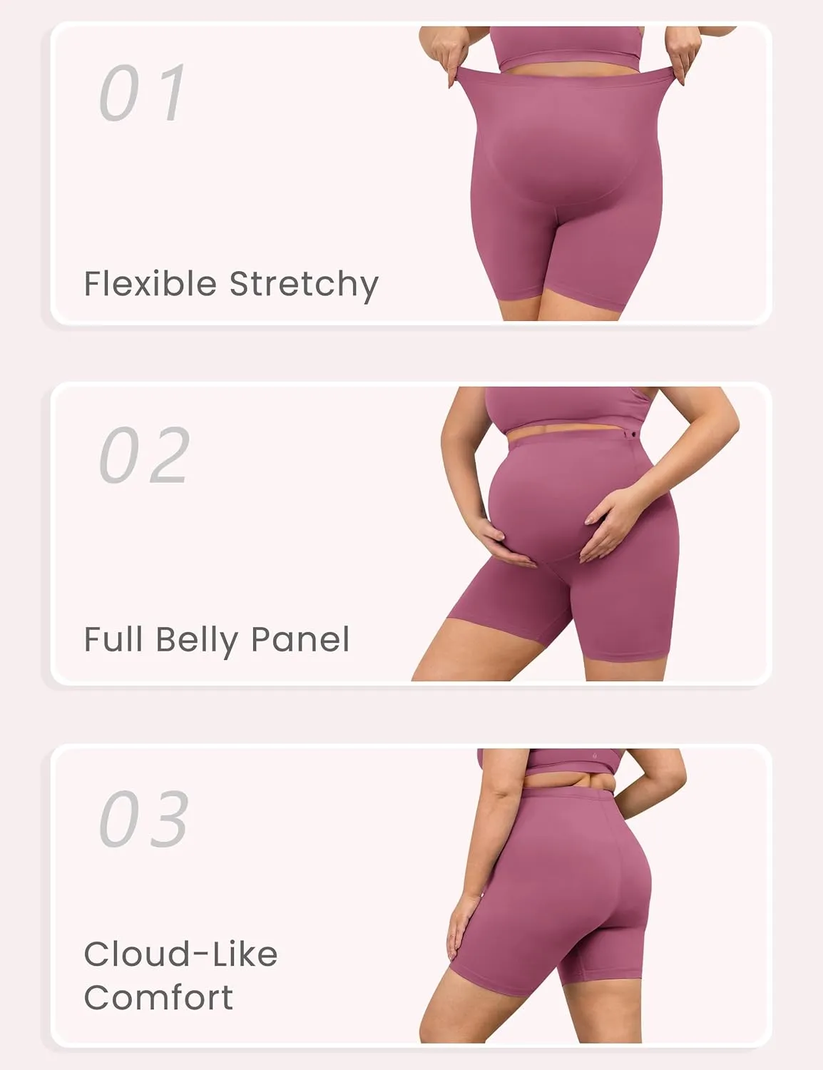 BONVIGOR Buttercloud Maternity Shorts Over The Belly- 5" Plus Size Pregnancy Biker Shorts Women Workout Yoga