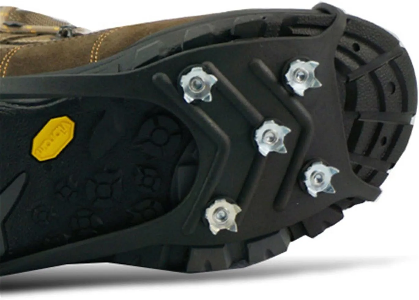 Crampons Ice Snow Traction Cleats for Boots Shoes Snow Grips 8 Spikes Crampons Anti Slip Safe Ice Grips Stretch Shoe Grippers Footwear Traction for Women Men Hiking Climbing Mountaineering