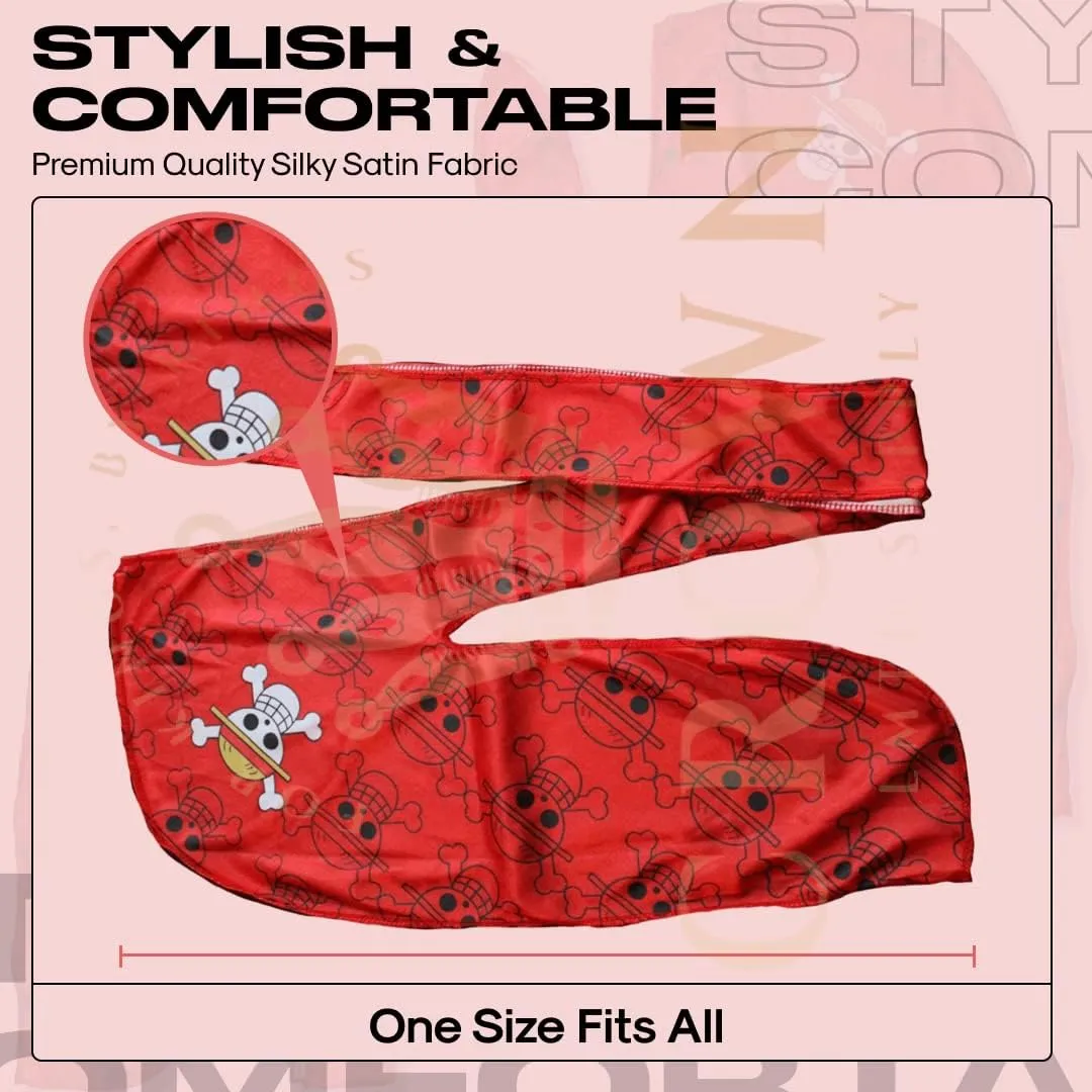 CROWN Silky Durag with Long Tails and Quadruple Stitching - Smooth Silk Fabric Durags for Comfort and Compression