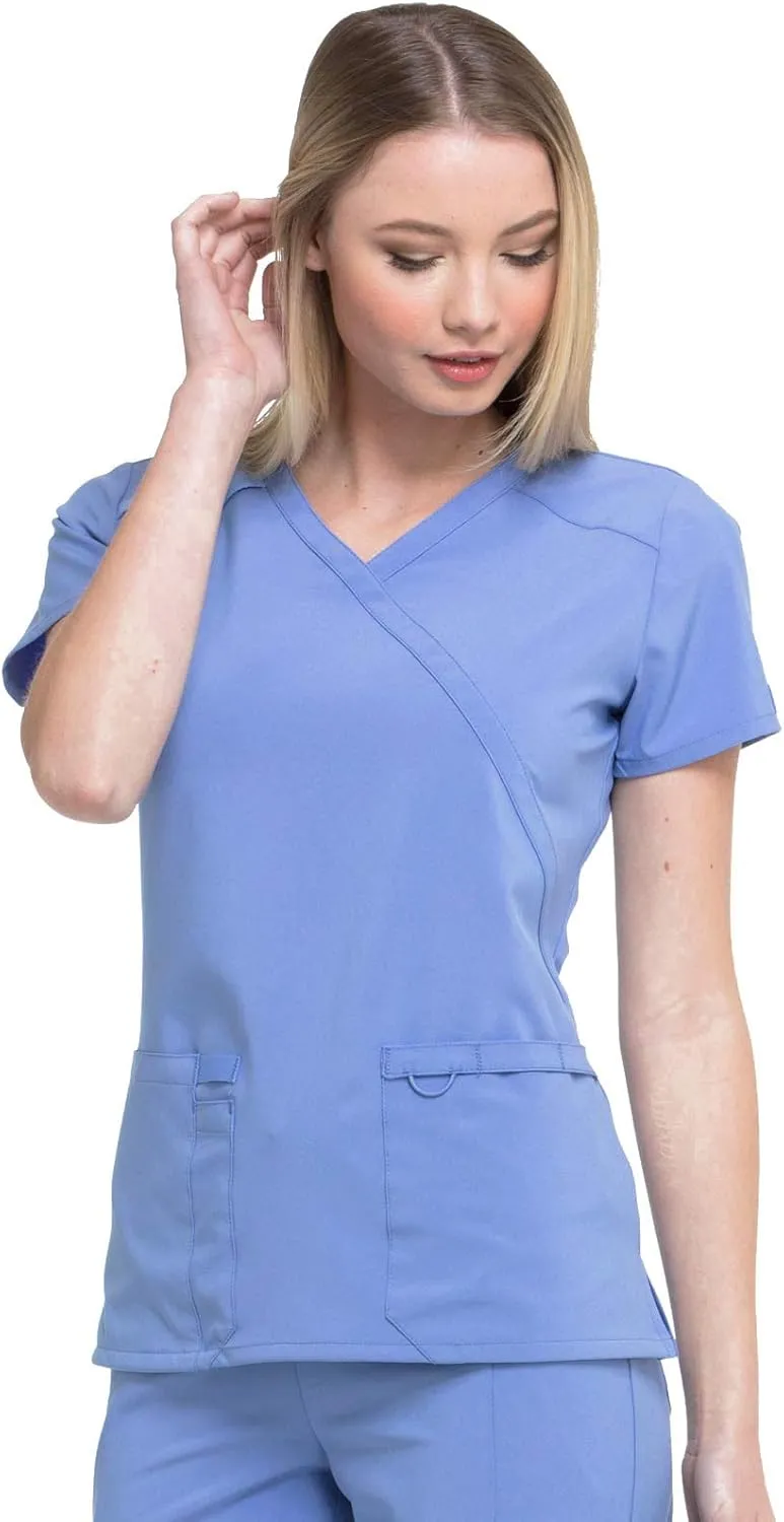 Dickies EDS Essentials, Mock Wrap Top Scrubs for Women with Four-Way Stretch and Moisture Wicking DK625