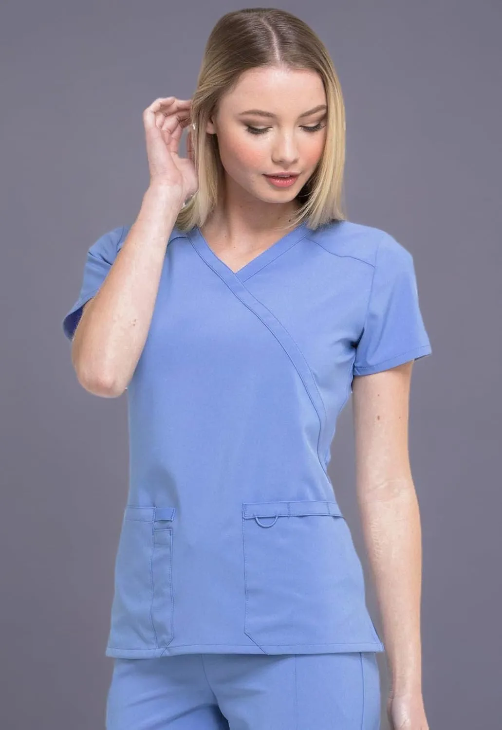 Dickies EDS Essentials, Mock Wrap Top Scrubs for Women with Four-Way Stretch and Moisture Wicking DK625