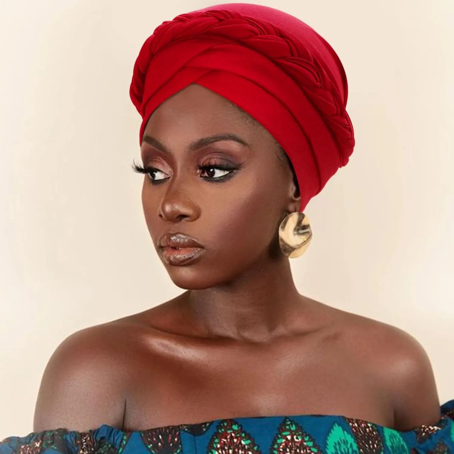 DRESHOW Turban Pre-Tied Twisted Hat Thread African Head Wraps for Black Women Chemo Cancer Cap Braid Hair Cover
