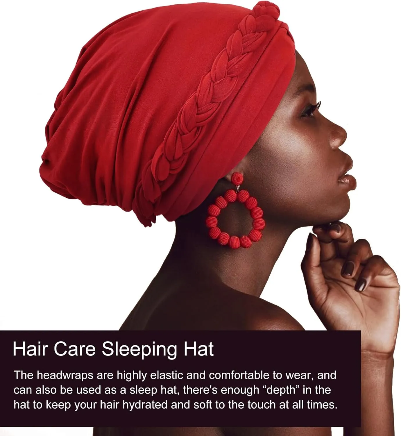 DRESHOW Turban Pre-Tied Twisted Hat Thread African Head Wraps for Black Women Chemo Cancer Cap Braid Hair Cover