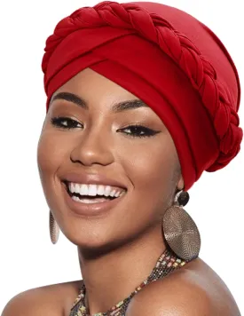 DRESHOW Turban Pre-Tied Twisted Hat Thread African Head Wraps for Black Women Chemo Cancer Cap Braid Hair Cover