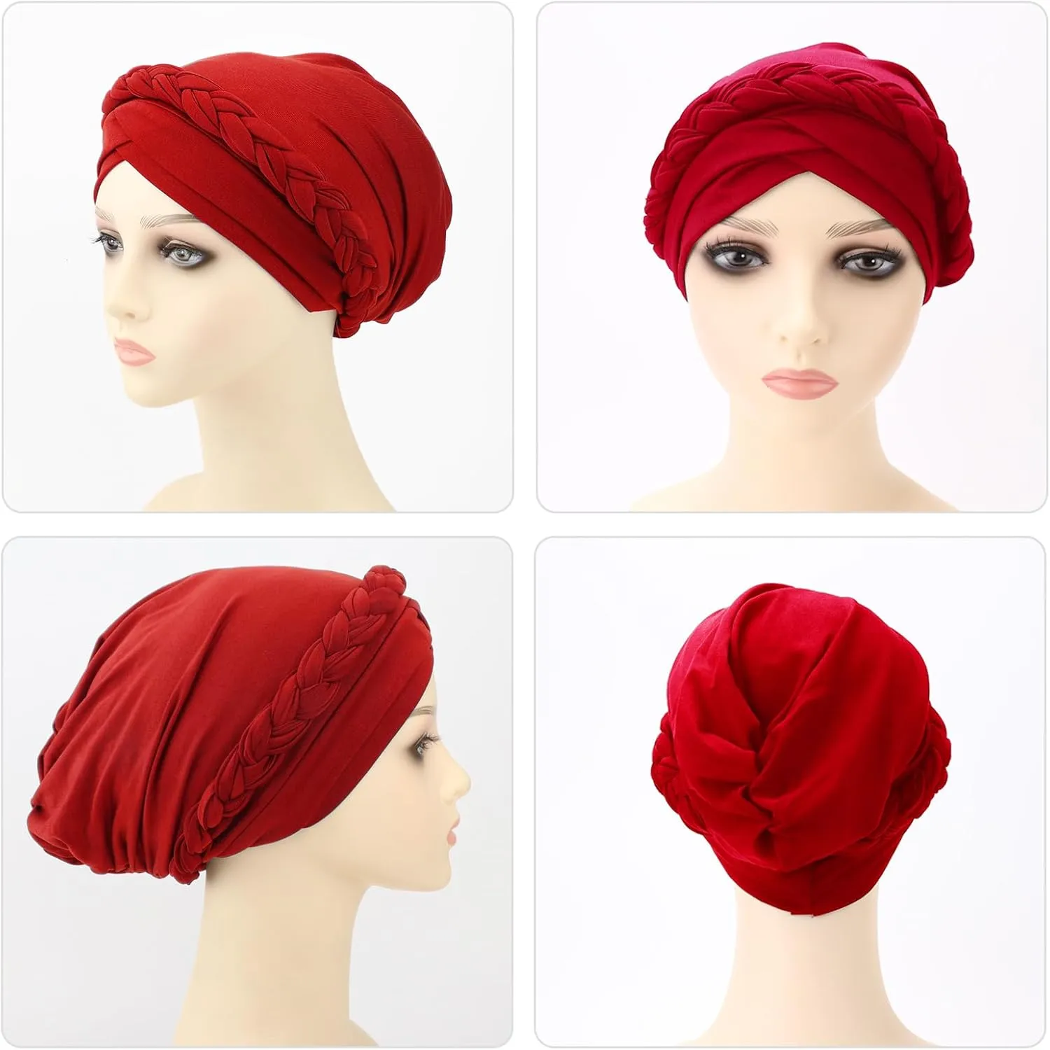 DRESHOW Turban Pre-Tied Twisted Hat Thread African Head Wraps for Black Women Chemo Cancer Cap Braid Hair Cover