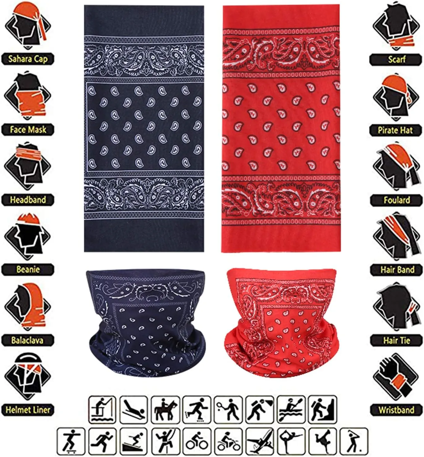 Face Mask Multi Bandana Neck Gaiter Seamless Magic Headband Outdoor Face Scarf for Dust Wind and UV Resistance