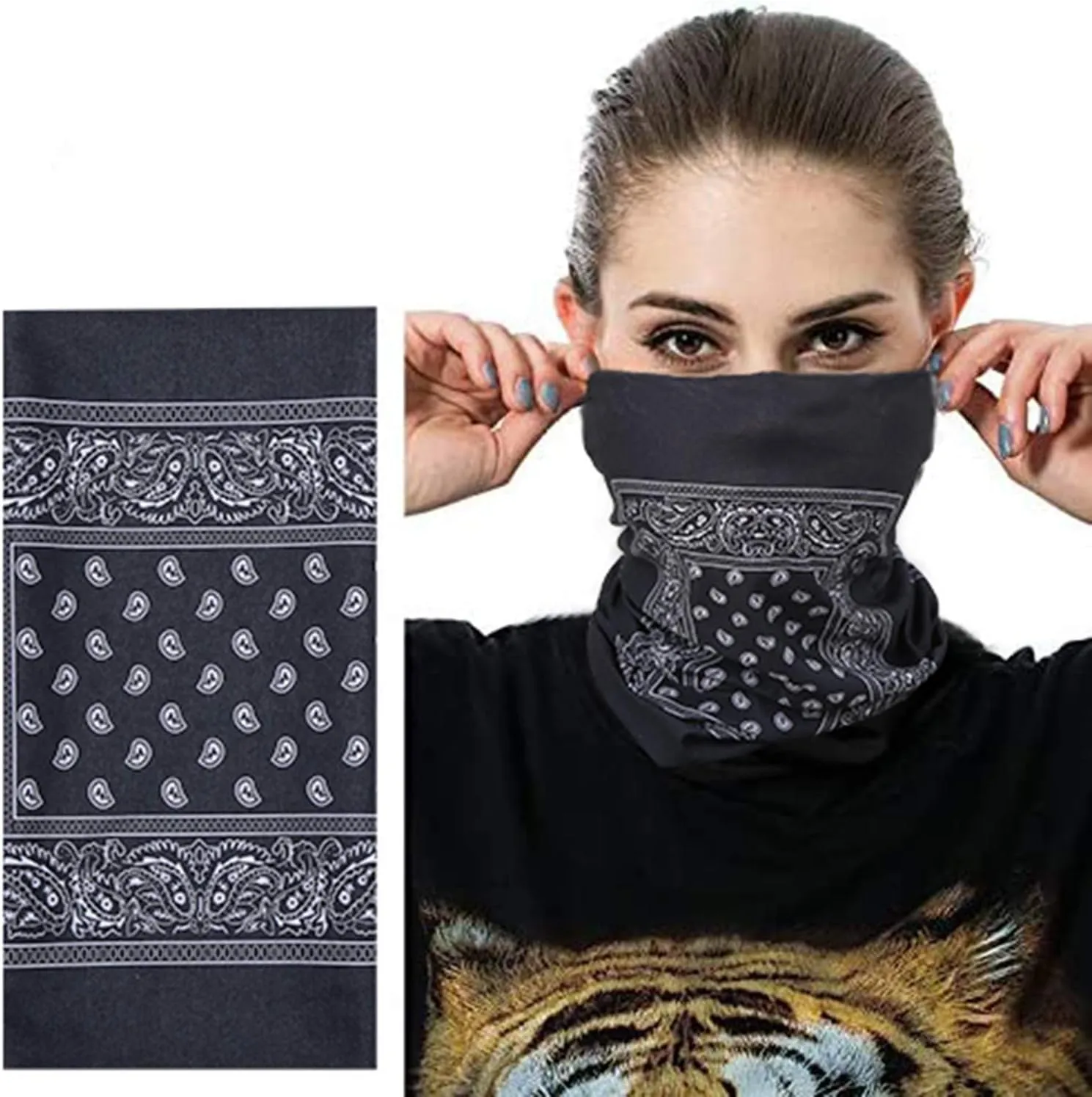 Face Mask Multi Bandana Neck Gaiter Seamless Magic Headband Outdoor Face Scarf for Dust Wind and UV Resistance