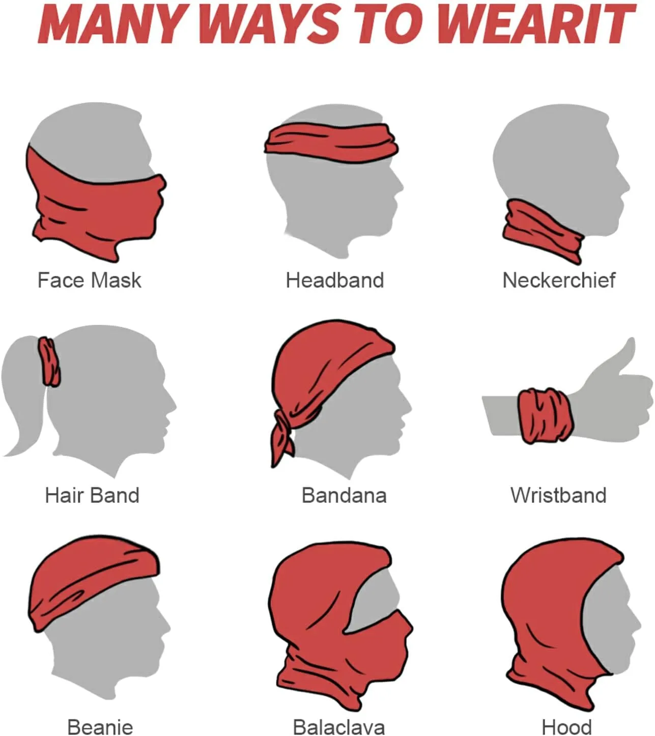 Fashion Bandanas Headwear Seamless Neck Gaiter Headwrap Balaclava (Goth Bat)