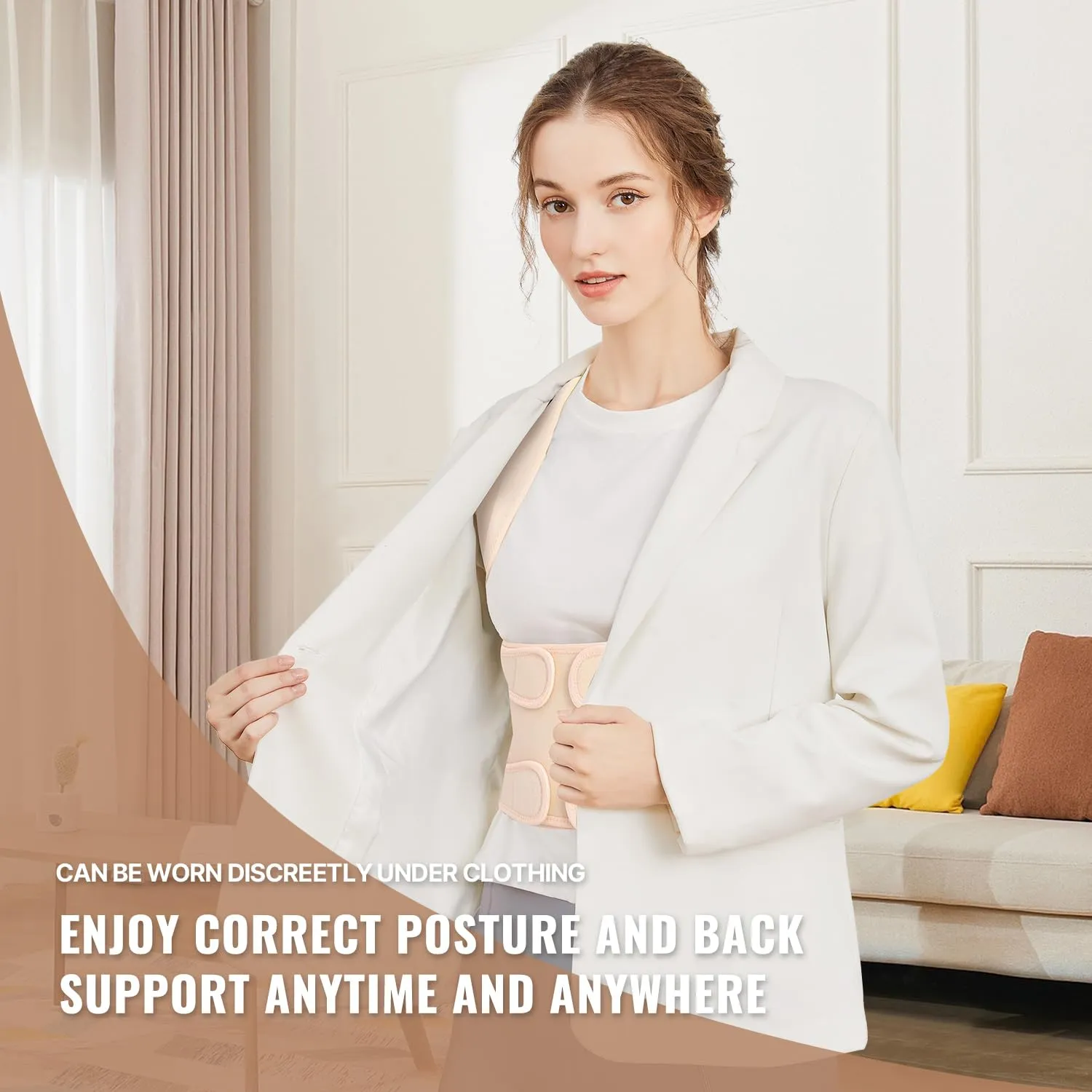 Fit Geno Back Brace Posture Corrector for Men & Women: Shoulder Straightener Adjustable Full Back Support Pain Relief - Scoliosis Hunchback Spine Corrector (Small)