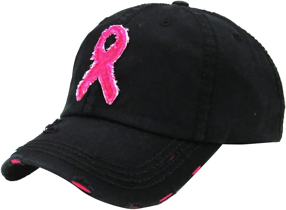 Funky Junque Breast Cancer Awareness Ribbon Baseball Cap Dad Hat for Women