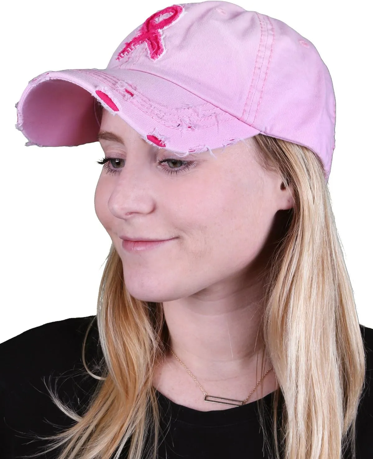 Funky Junque Breast Cancer Awareness Ribbon Baseball Cap Dad Hat for Women