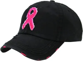 Funky Junque Breast Cancer Awareness Ribbon Baseball Cap Dad Hat for Women