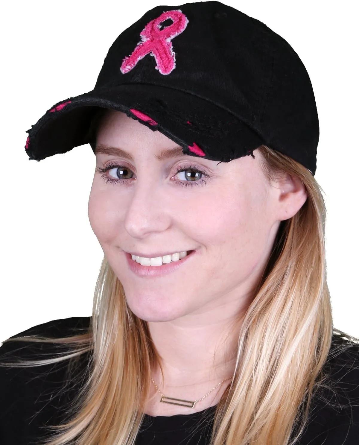 Funky Junque Breast Cancer Awareness Ribbon Baseball Cap Dad Hat for Women