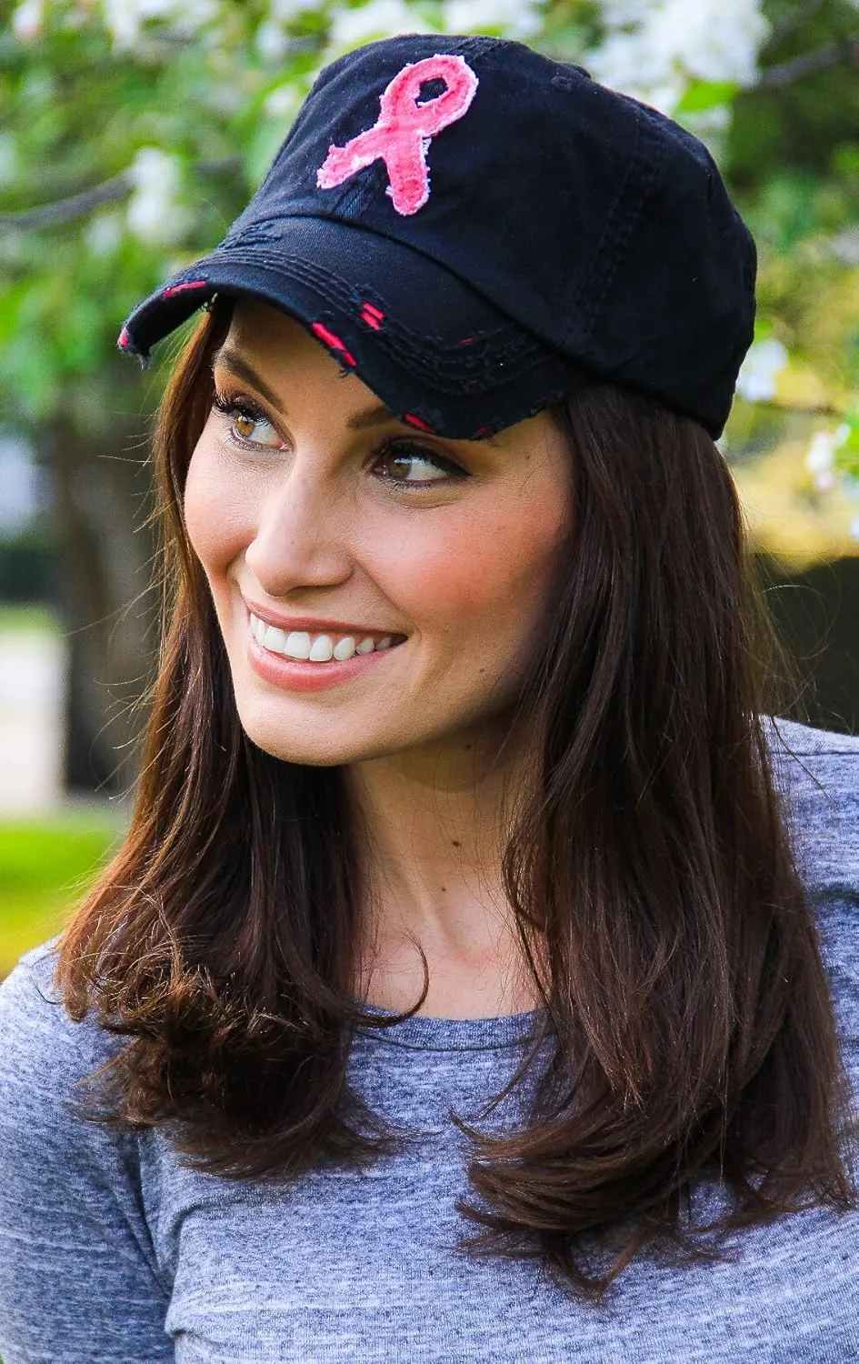 Funky Junque Breast Cancer Awareness Ribbon Baseball Cap Dad Hat for Women