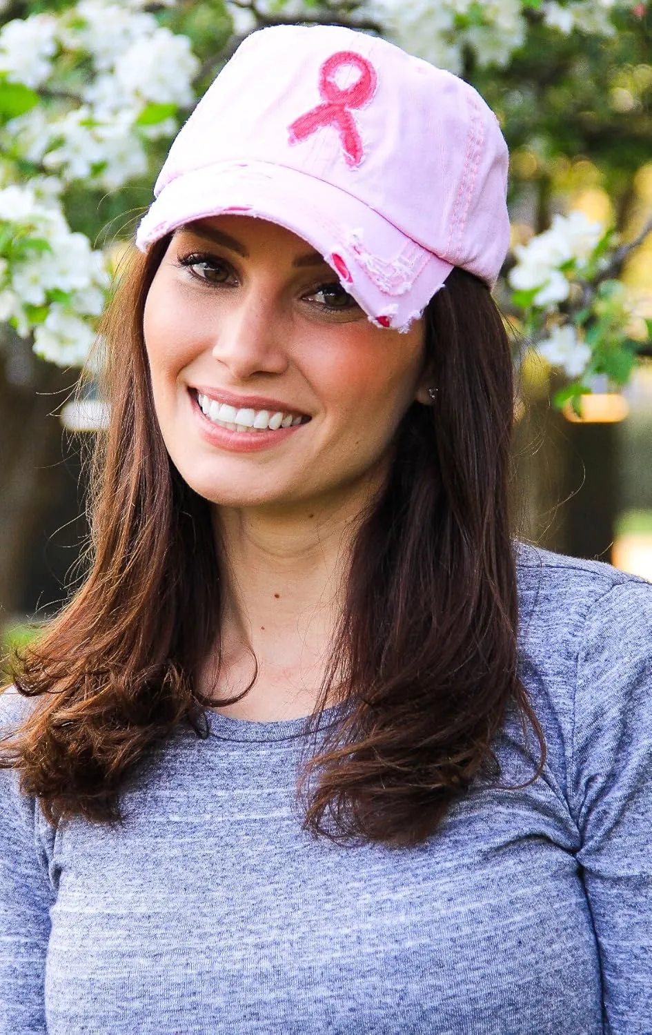 Funky Junque Breast Cancer Awareness Ribbon Baseball Cap Dad Hat for Women