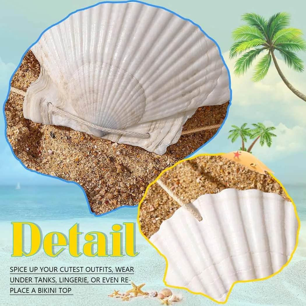 GRAEEN Shell Bra Top Hawaiian Seashell Bikini Tops with Cord Costume Shell Bras for Women and Girls