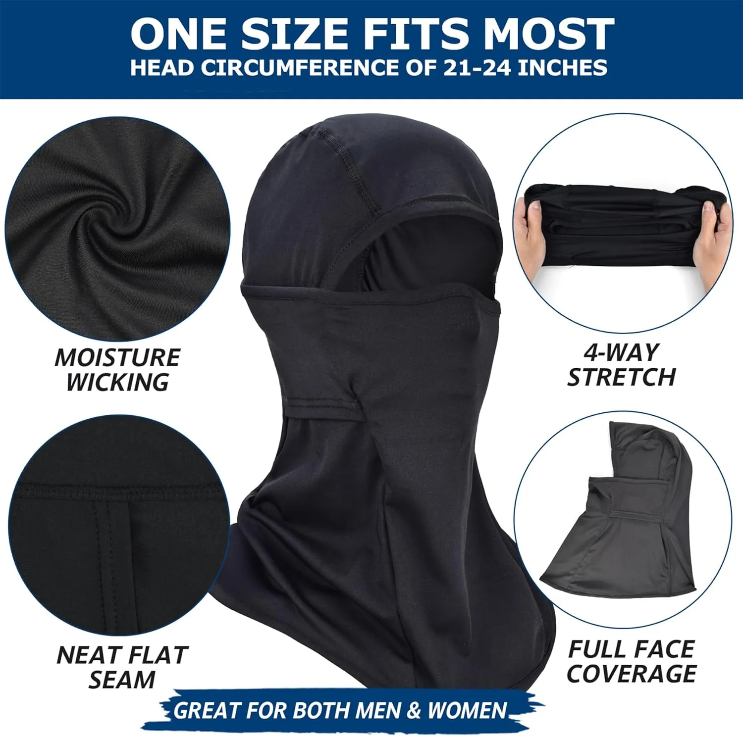 Headshion Cooling Balaclava Face Mask Men Women Summer, 2-Pack Lightweight Ski Mask Helmet Liner with Long Neck Coverage
