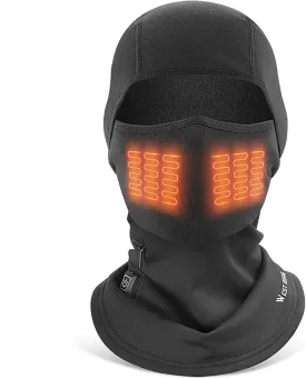 Heated Balaclava WinterHeated ski Mask Suitable for Men and WomenWindproof Heated Hat for Motorcycle Riding (No Battery Black