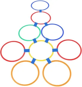 Hopscotch Rings, Multi-Colored Plastic Rings, 10Pcs Round Hoops with 10 Connectors for Toddlers Gross Motor Skills, Outdoor Use-Fun Creative Play Set for Girls and Boys Kids Obstacle Course