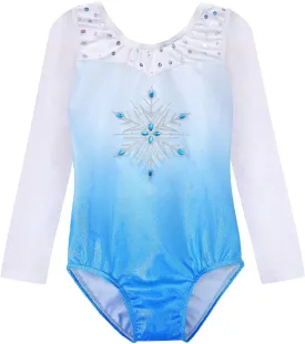 HOZIY Leotards for Girls Gymnastics Kids Children Biketard Snowflake Ribbon Blue Purple Hot Pink Sparkle