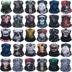 JaGely 30 Pieces Skull Neck Gaiters Scarf Elastic Independence Day Wrap Headband Bandana Face Mask for Women Men Sports
