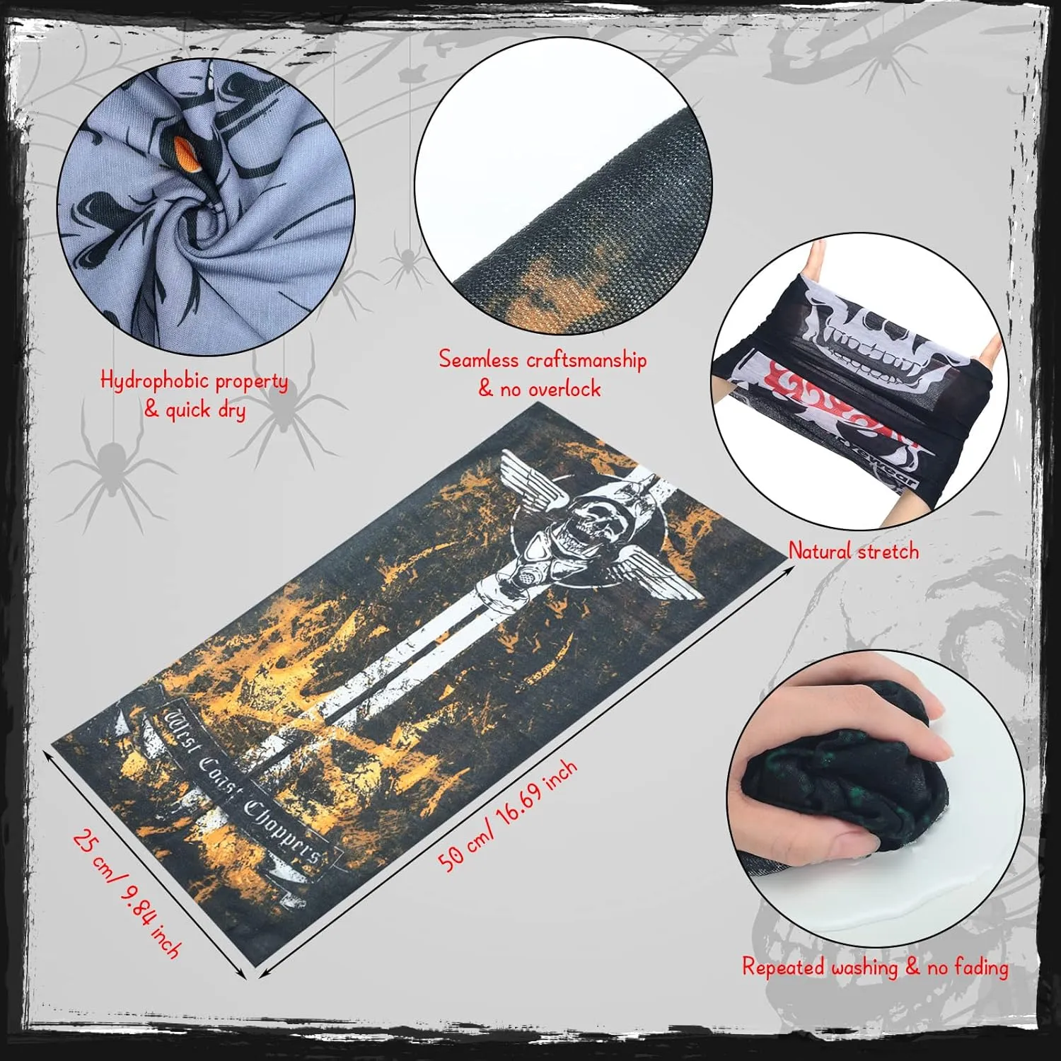 JaGely 30 Pieces Skull Neck Gaiters Scarf Elastic Independence Day Wrap Headband Bandana Face Mask for Women Men Sports