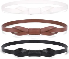 JASGOOD Women PU Leather Skinny Belt for Dress Adjustable Thin Waist Belt for Lady