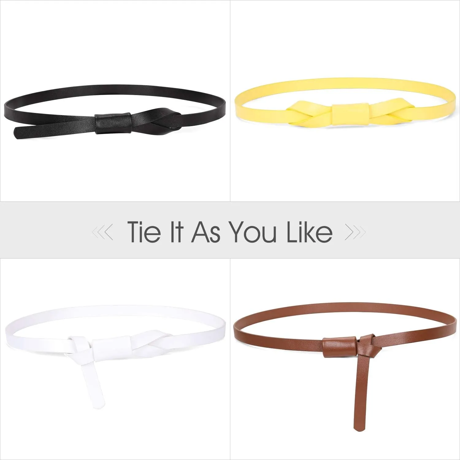 JASGOOD Women PU Leather Skinny Belt for Dress Adjustable Thin Waist Belt for Lady