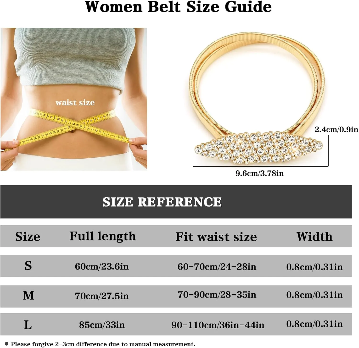 LIMHOO Women's Skinny Metal Waist Belt Elastic Thin Waist Belt for Dress Stretch Chain Belt