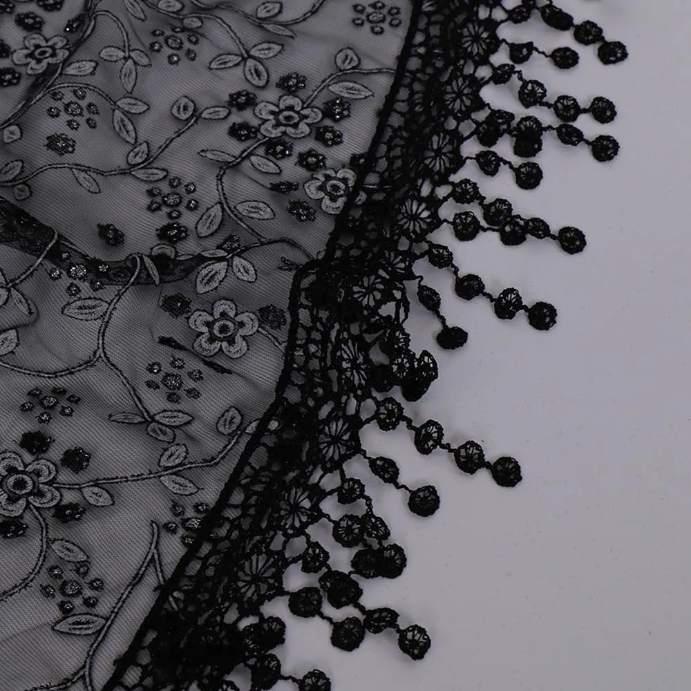 LMVERNA Triangle Lace Mantilla Veil Tulle Scarf Covering Church Veil for Mass Wedding Bridesmaids