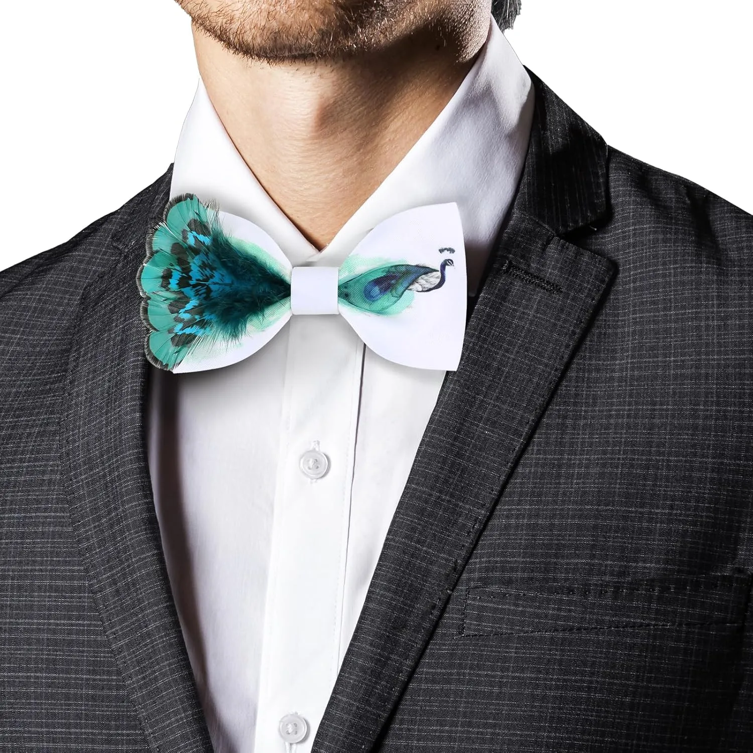 Men's Handmade Feather Bow Tie Satin Silk Pre-tied Solid Bow Ties for Men with Gift Box