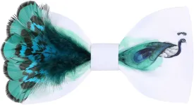 Men's Handmade Feather Bow Tie Satin Silk Pre-tied Solid Bow Ties for Men with Gift Box