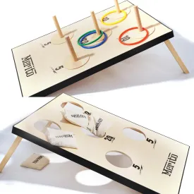 Merito 2-in-1 Board Games, Cornhole Board Set & Ring Toss Game, Perfect Reinvented Outdoor Games for Backyard, Beach, Camping and Party