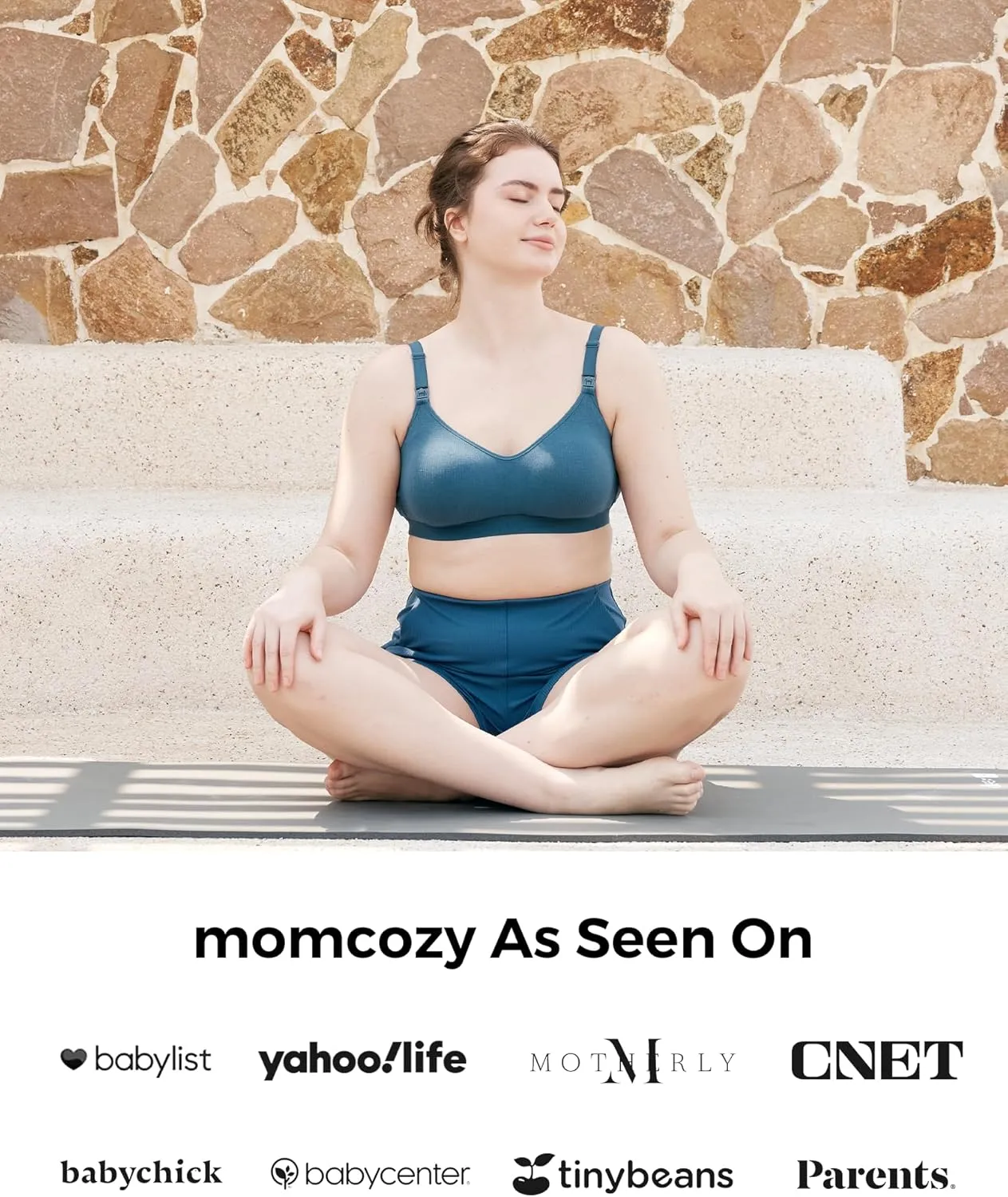 Momcozy Hands-Free Pumping Bra, Wireless & Seamless Breast Pump Bra, Breathable Tencel Fabric & Fully Fixed Cups