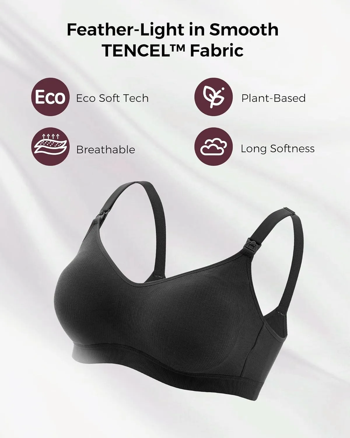 Momcozy Hands-Free Pumping Bra, Wireless & Seamless Breast Pump Bra, Breathable Tencel Fabric & Fully Fixed Cups