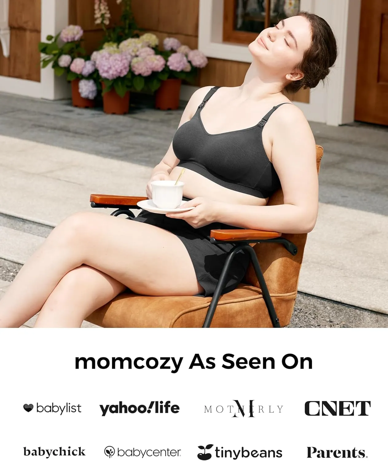 Momcozy Hands-Free Pumping Bra, Wireless & Seamless Breast Pump Bra, Breathable Tencel Fabric & Fully Fixed Cups