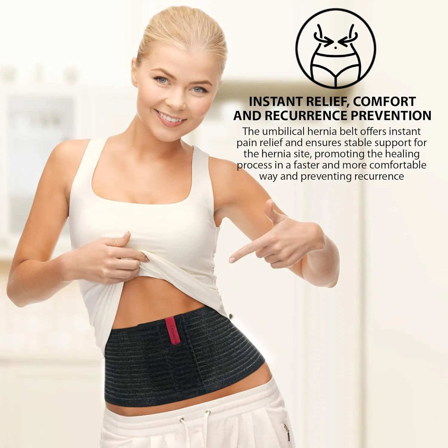 ORTONYX Umbilical Hernia Belt for Men and Women / 6.25" Abdominal Binder With Hernia Support Pad - Navel Ventral Epigastric Incisional and Belly Button Hernias - Black OX5241-3XL Plus Size
