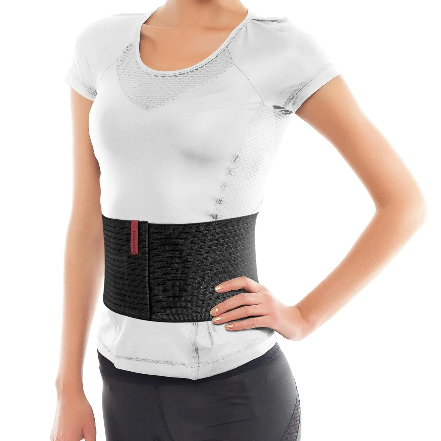 ORTONYX Umbilical Hernia Belt for Men and Women / 6.25" Abdominal Binder With Hernia Support Pad - Navel Ventral Epigastric Incisional and Belly Button Hernias - Black OX5241-3XL Plus Size