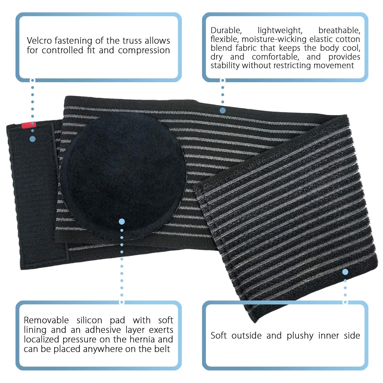 ORTONYX Umbilical Hernia Belt for Men and Women / 6.25" Abdominal Binder With Hernia Support Pad - Navel Ventral Epigastric Incisional and Belly Button Hernias - Black OX5241-3XL Plus Size